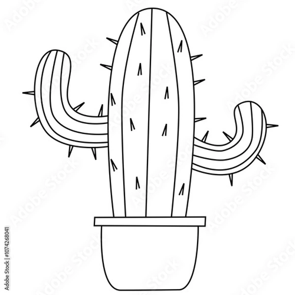 Fototapeta A Simple Cartoon Cactus Without Background