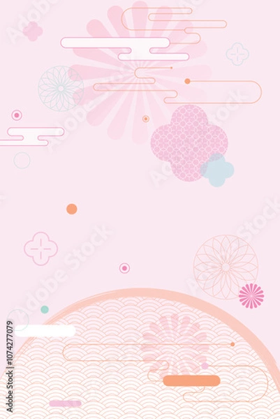 Fototapeta Chinese Japanese New Year vector abstract background illustration