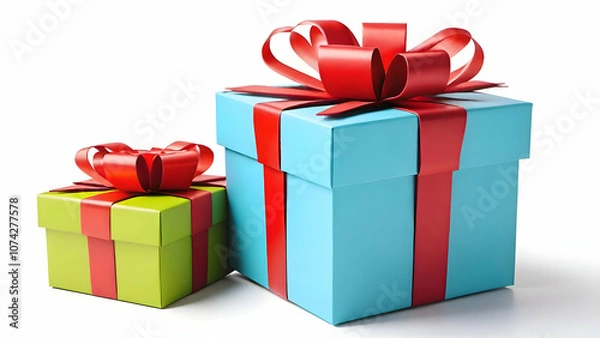 Obraz Gift box isolated on white background for Christmas, new year, birthday, party themes.