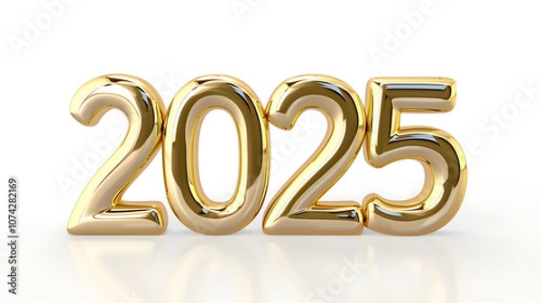 Fototapeta 2025 Happy New Year with Golden Shiny Number