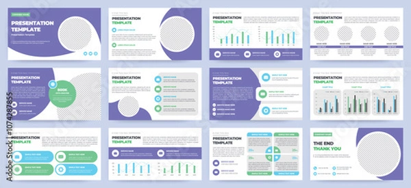 Fototapeta Modern presentation slide templates. Infographic elements template set for web, print, annual report brochure, business flyer leaflet marketing and advertising template. Vector Illustration.