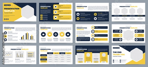 Fototapeta Modern presentation slide templates. Infographic elements template set for web, print, annual report brochure, business flyer leaflet marketing and advertising template. Vector Illustration.