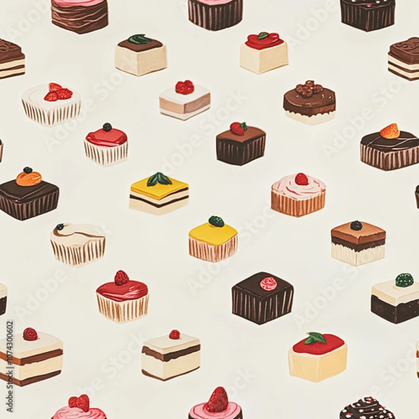 Fototapeta rows of tiny desserts