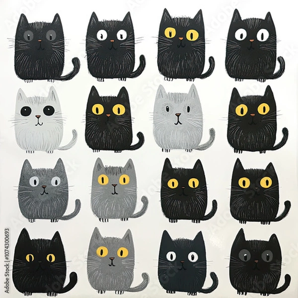 Obraz rows of cats