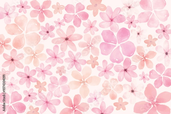 Obraz Abstract art pink floral watercolor pattern background. wallpaper with line art flower and botanical leaves, Organic shapes, Watercolor. Vector background