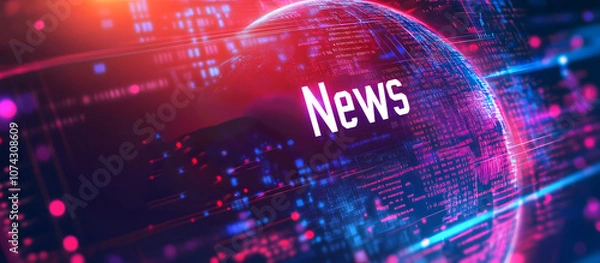 Fototapeta  Digital Earth Globe with Networking Connections on Blue Technology Background