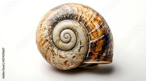 Fototapeta Snail Shell Closeup Isolated on White Background
