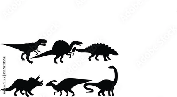 Fototapeta Dinasore collection in different posses, Dinasore silhouette 