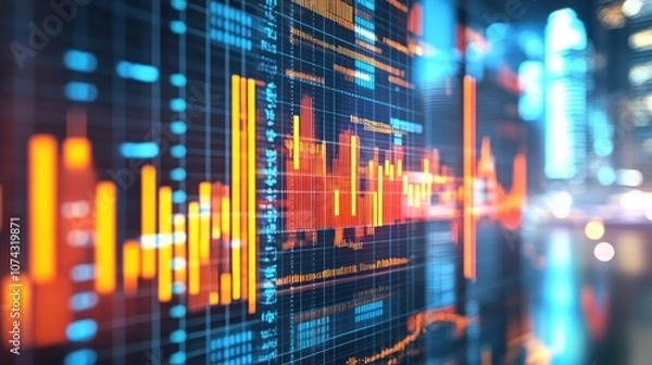 Fototapeta Digital data visualization showcasing graphs and metrics.