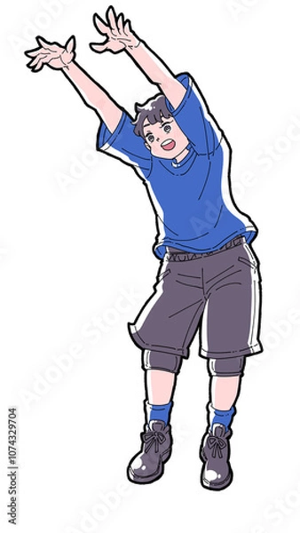 Fototapeta ブロックをする男の子のイラスト