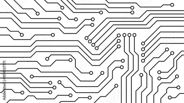 Fototapeta Black and White Circuit Background Vector: A Perfect Tech-Inspired for Digital, Engineering, and Electronic Themes.