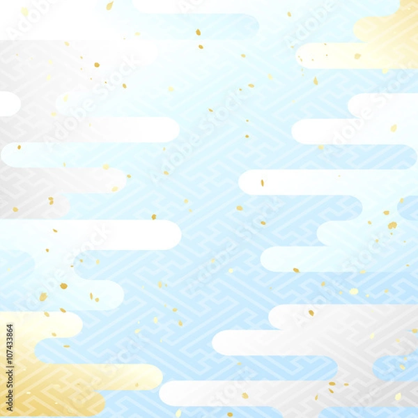 Fototapeta 水色　金銀　霞