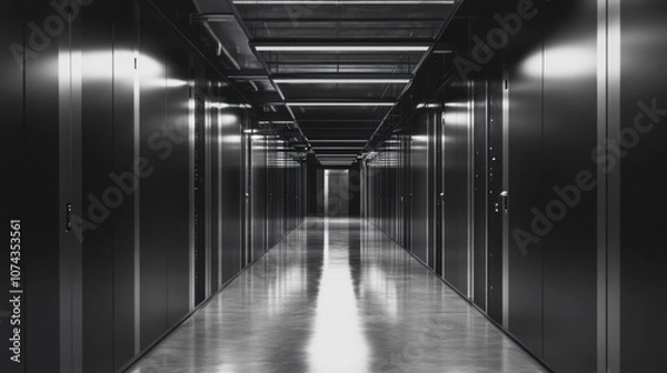 Fototapeta Serenity in the Server Room Aisle