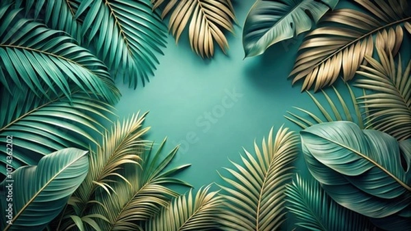 Fototapeta Tropical leaf background in toned colors, tropical, leaf, green, nature, background, vibrant, foliage, exotic, tropical plants