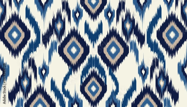 Fototapeta geometric ethnic vintage texture vector art design. textile fashion pattern line ikat seamless pattern and batik fabric texture asian background wallpaper geometry indian. Ethnic abstract ikat art .