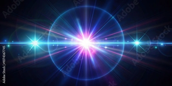 Fototapeta Bright optical lens flares creating a shiny and dazzling effect , Lights, Optical, Lens, Flares, Shiny, Glowing