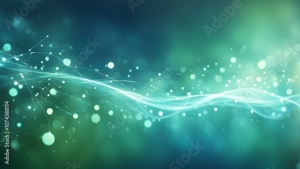 Fototapeta Abstract representation of light waves and particles in a soft gradient background.