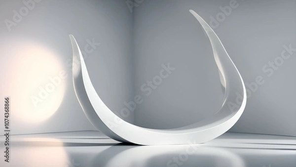 Fototapeta A sleek, modern sculpture with curved forms, designed for artistic or decorative purposes.
