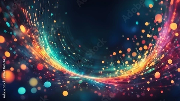 Fototapeta A vibrant abstract design with colorful lights and flowing patterns.