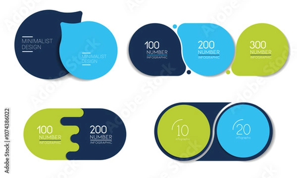 Fototapeta Set of roud cirles schemes, diagrams. One, two, three, four infographic template.