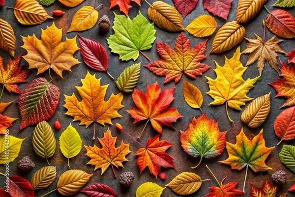 Fototapeta Abstract Autumn Leaves Hand Drawn Pattern Perfect for Food Photography Backgrounds, Seasonal Designs, and Creative Culinary Projects to Enhance Visual Appeal and Engagement