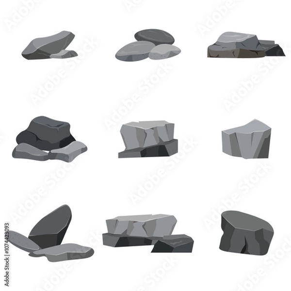 Obraz Vector of various stone shapes in cartoon style