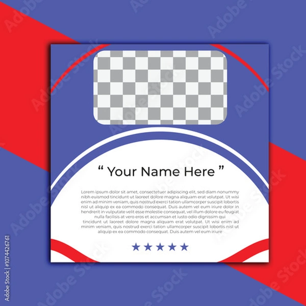 Fototapeta Modern client testimonial, customer feedback social media post template layout or web banner design with color variation template. Customer feedback testimonial social media post web banner template.