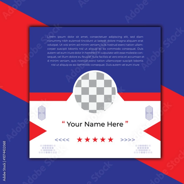 Fototapeta Modern client testimonial, customer feedback social media post template layout or web banner design with color variation template. Customer feedback testimonial social media post web banner template.