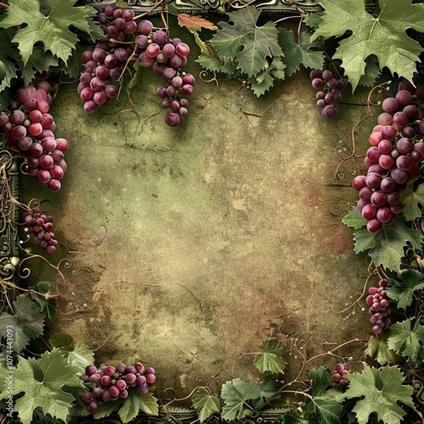 Fototapeta Frame with Lush Grape Cluster and Vine Background Celebrating National Make a Difference Day