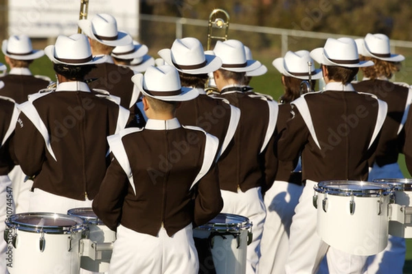 Obraz High school marching band leaving the field