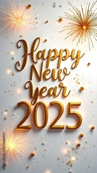 Obraz Happy New Year 2025 made of sparkles firework at night background