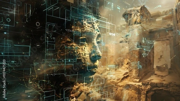 Fototapeta AI assisting in archaeological discoveries. 