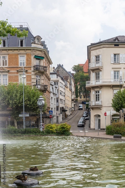 Obraz Old historical buildings in Baden Baden along the canal, Germany, 19 Aug 2022
