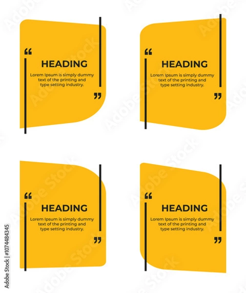 Fototapeta Heading text box with quote marks simple flat vector illustration