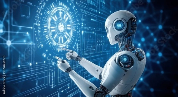 Fototapeta Robot AI Interface.