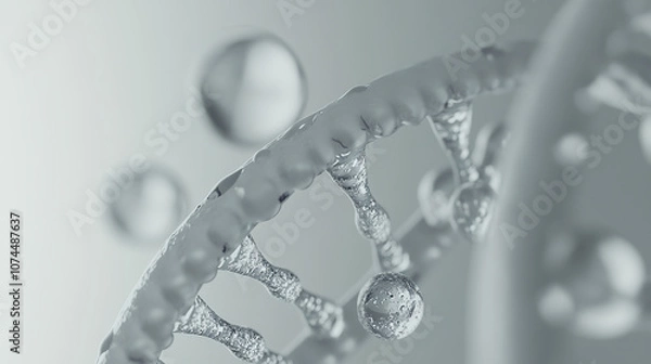 Obraz  Conceptual Illustration of a Transparent Molecular Model Showing Atoms and Bonds, Scientific Visualization of Molecule Anatomy.