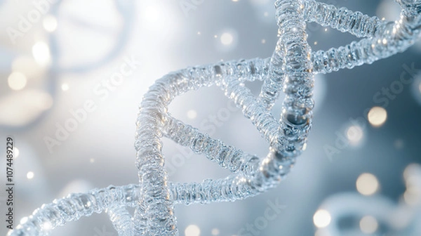 Obraz Bubbly DNA Double Helix Structure against Abstract Background. 