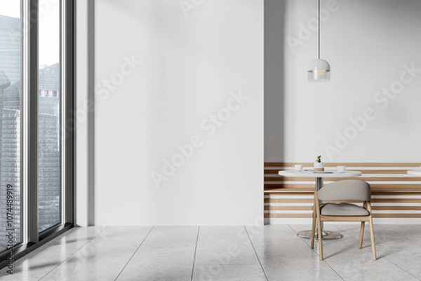 Fototapeta Modern interior with empty wall and seating area. 3D Rendering