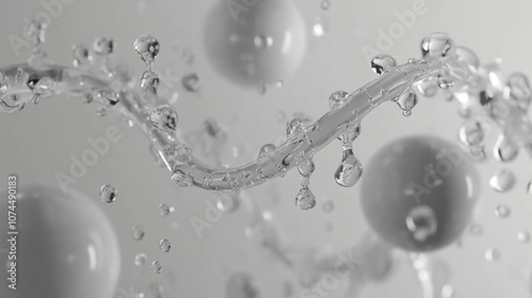 Obraz White transparent molecule concept map, science and technology research map