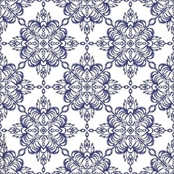Fototapeta Ikat seamless pattern, geometric design, motif ethnic handmade, Ikat ethnic tribal, boho colors seamless wallpaper. Ethnic Ikat abstract background art,