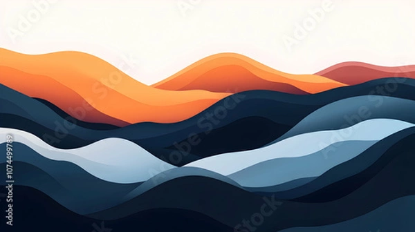 Obraz Abstract landscape with blue and orange mountains.