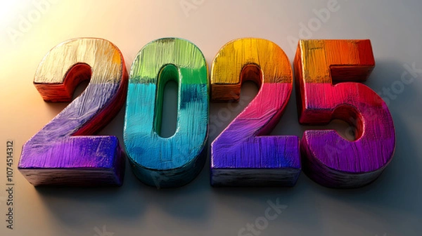 Obraz New Year 2025 Number with Colorful Texture