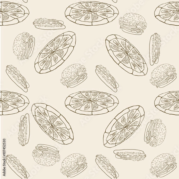 Fototapeta Seamless pattern. - Fast food. Vector