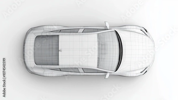 Fototapeta Top view of a car in wireframe