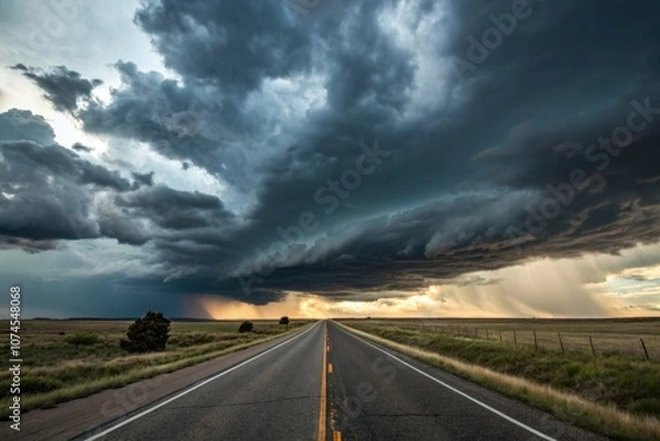 Fototapeta The Road Leads The Way To The Storm