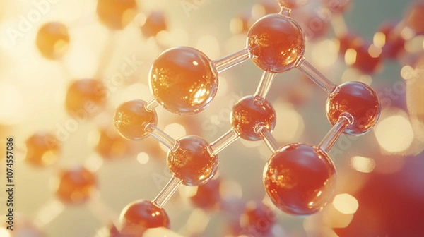 Fototapeta Thiopyran Molecule Detailed Illustration for Educational Chemistry Studies, Clear Chemical Bond and Angle Representation.
