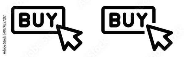 Fototapeta Buy button with cursor icon, vector illustration. Editable stroke.