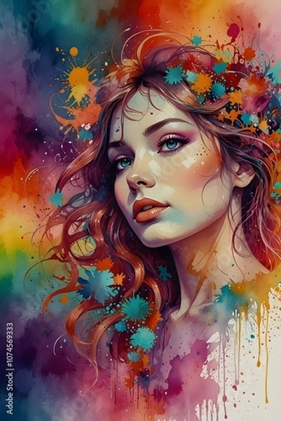 Fototapeta Psychedelic psychedelic abstract patterns and designs in watercolor style