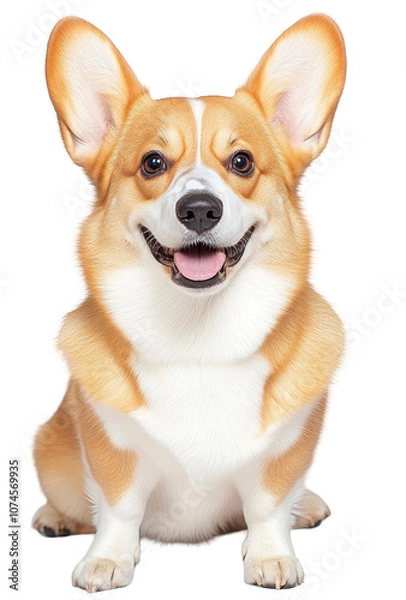 Obraz Smiling Corgi with alert ears on a transparent background, great for playful and cheerful pet graphics.
