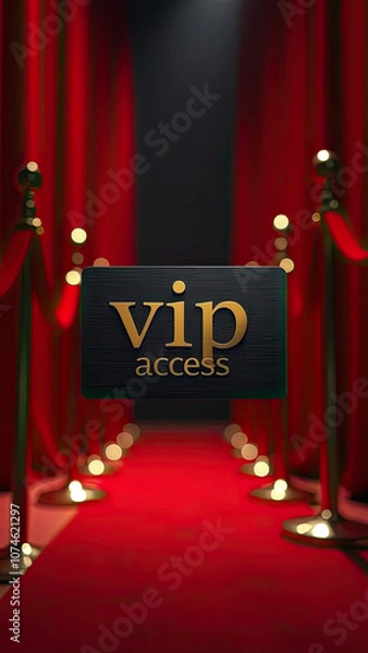 Fototapeta Glamorous red carpet entrance with VIP access signage for exclusive events and celebrations